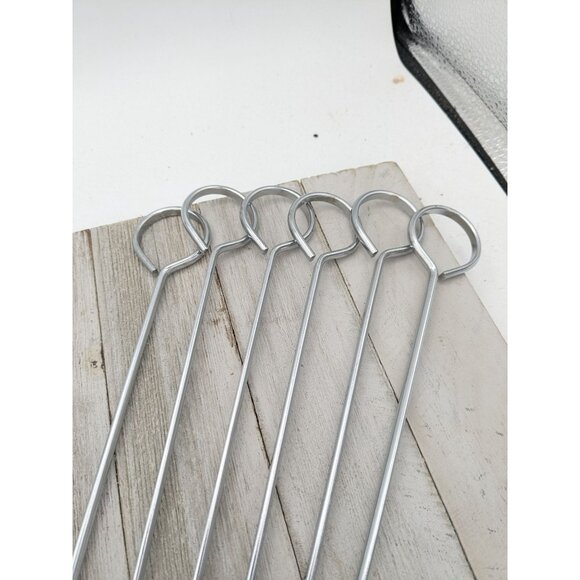 Set of 6 Stainless Steel Shish Kebab Skewers Grilling 13 1/4 inches Long - Picture 2 of 5